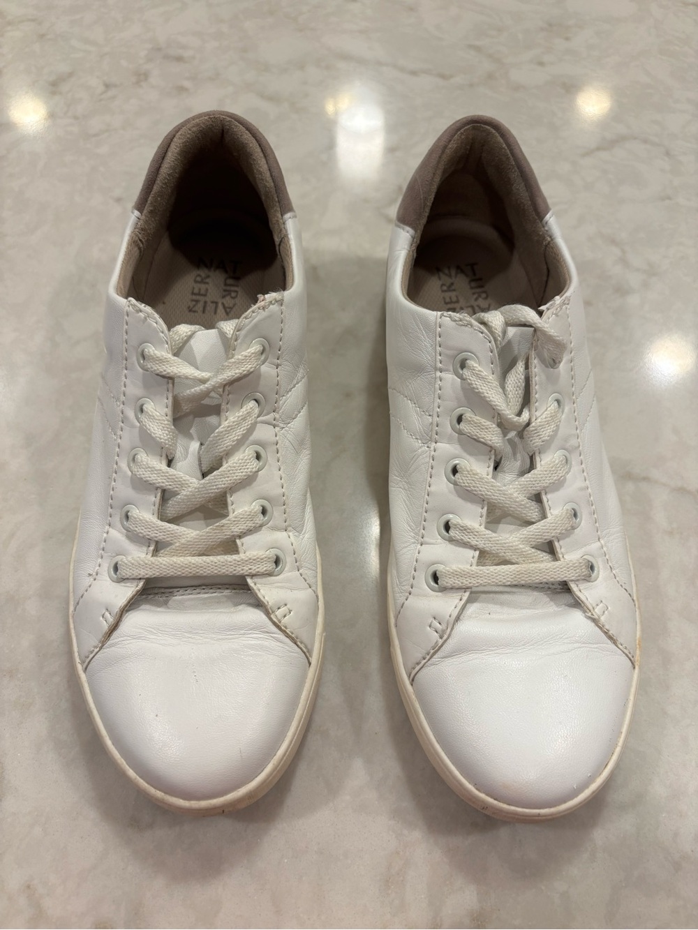 Naturalizer White Leather Women’s Sneakers - Clean Casual Lace-Up Comfort shoe